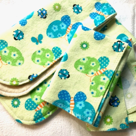 FLANNEL GIFT SET, Pure Cotton Flannel Burp Cloth and Reusable Wipes - Picture 1 of 5